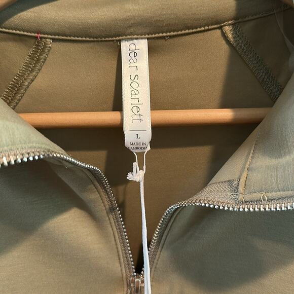 Dear Scarlett Large Sage Green Hamptons Quarter Zip Pullover NWT - Picture 6 of 11